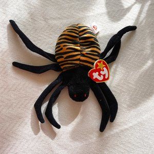 Rare Ty Beanie Baby - "Spinner" The Spider, 5" with Tag Errors